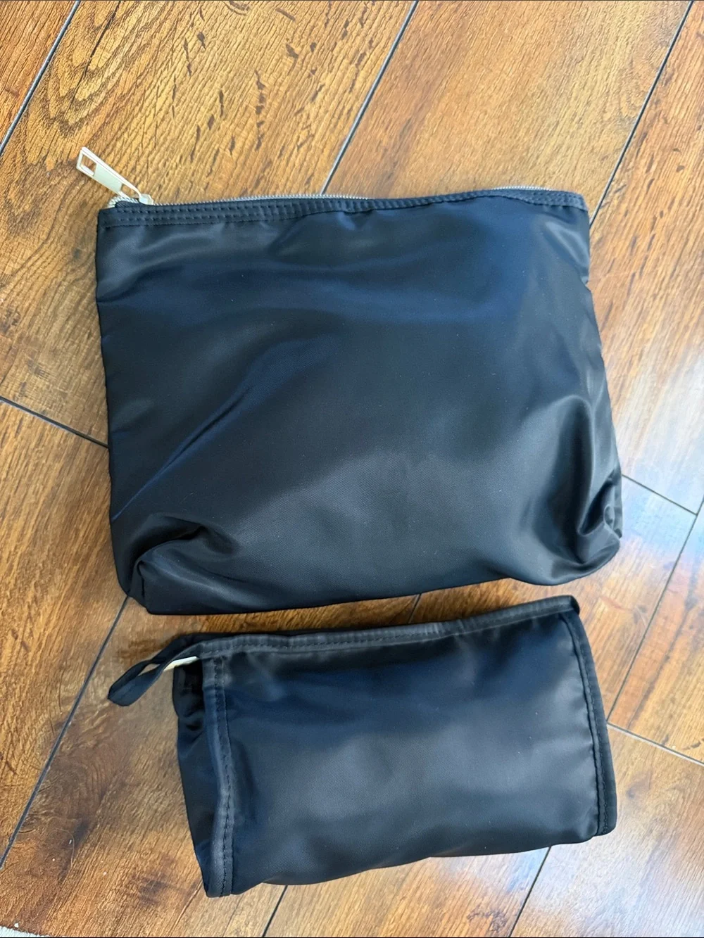 2 Black Travel Pouch Set - Compact Nylon Organizer